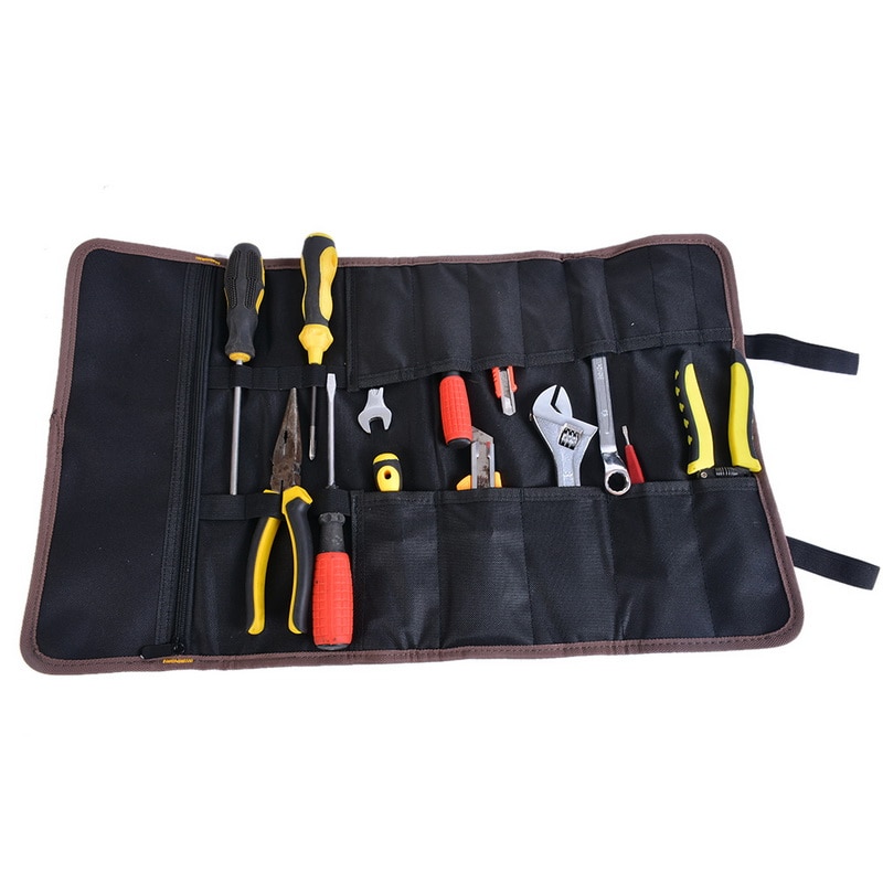 Urijk Multifunction Tool Bags Practical Carrying Handles Roller Bags Oxford Canvas Chisel Electrician Toolkit Instrument Case