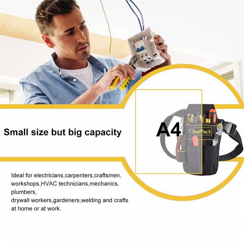 Baffect Tool Bag 600D Oxford Tool Belt for Electrician Technician Waist Pocket Pouch Small Tool Bag With Belt Screwdriver Holder