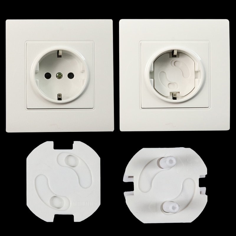 10pcs Baby Safety Rotate Cover 2 Hole Round European Standard Children Against Electric Protection Socket Plastic Security Locks Color : 10pcs 
