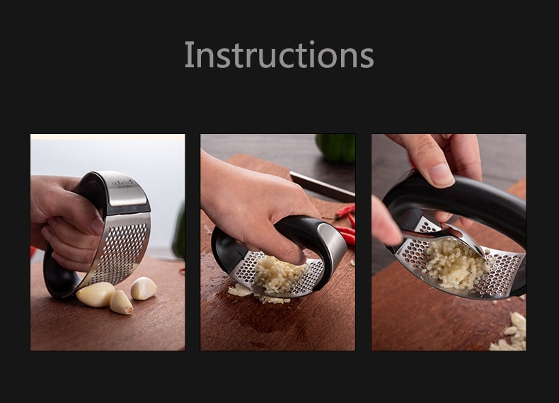 Multi-function Manual Garlic Presser Curved Garlic Grinding Slicer Chopper Stainless Steel Garlic Presses Cooking Gadgets Tool 