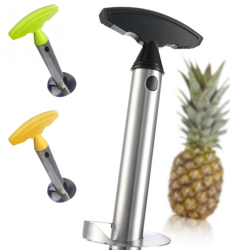 1Pc Stainless Steel Easy to use Pineapple Peeler Accessories Pineapple Slicers Fruit Knife Cutter Corer Slicer Kitchen Tools Color : Black handle|Yellow handle|Fruit Green handle 