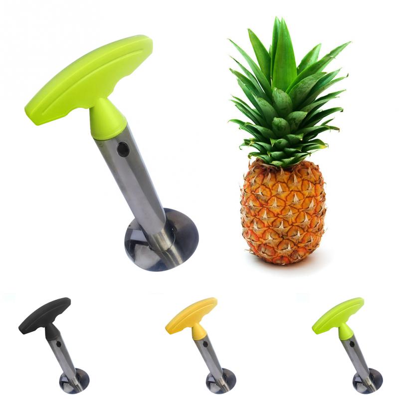 1Pc Stainless Steel Easy to use Pineapple Peeler Accessories Pineapple Slicers Fruit Knife Cutter Corer Slicer Kitchen Tools Color : Black handle|Yellow handle|Fruit Green handle 