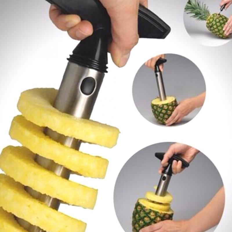 1Pc Stainless Steel Easy to use Pineapple Peeler Accessories Pineapple Slicers Fruit Knife Cutter Corer Slicer Kitchen Tools Color : Black handle|Yellow handle|Fruit Green handle 