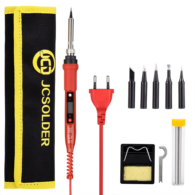 JCD Soldering iron kit adjustable temperature 220V 80W LCD solder welding tools Ceramic heater soldering tips Desoldering Pump