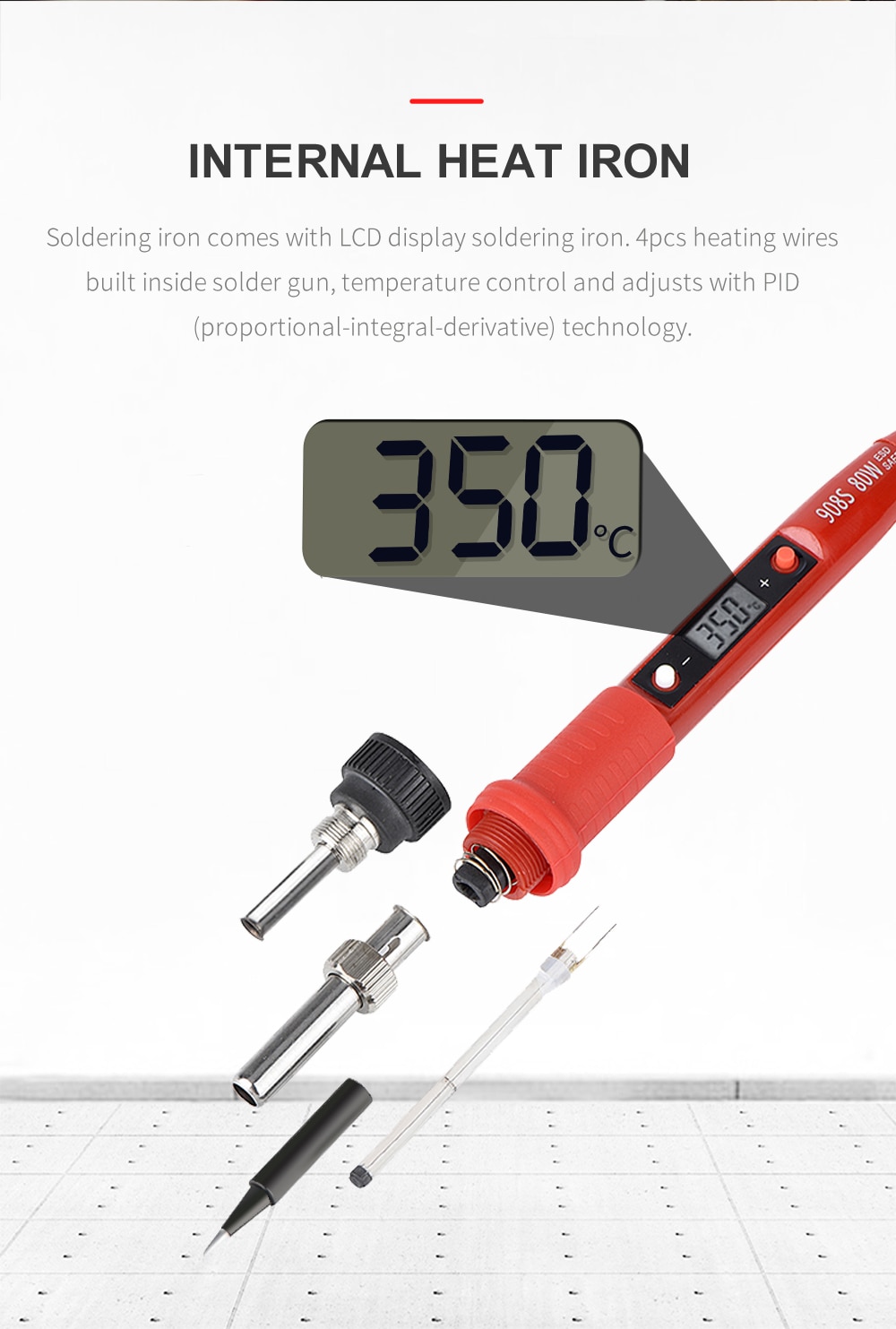 JCD Soldering iron kit adjustable temperature 220V 80W LCD solder welding tools Ceramic heater soldering tips Desoldering Pump