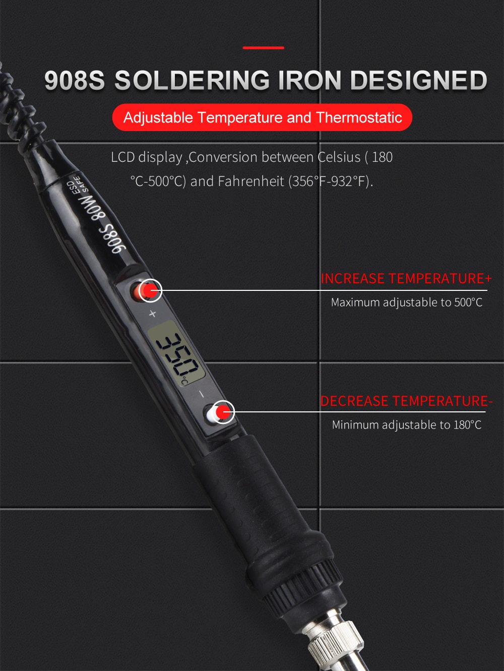 JCD Soldering iron kit adjustable temperature 220V 80W LCD solder welding tools Ceramic heater soldering tips Desoldering Pump