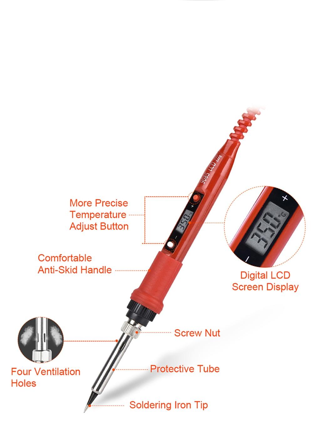 JCD Soldering iron kit adjustable temperature 220V 80W LCD solder welding tools Ceramic heater soldering tips Desoldering Pump