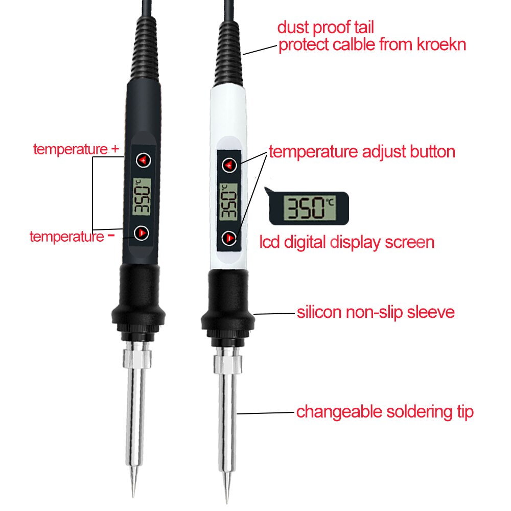 60/80W digital electric soldering iron welding iron tool temperature adjustable soldering iron tips/ stand/ tin wire